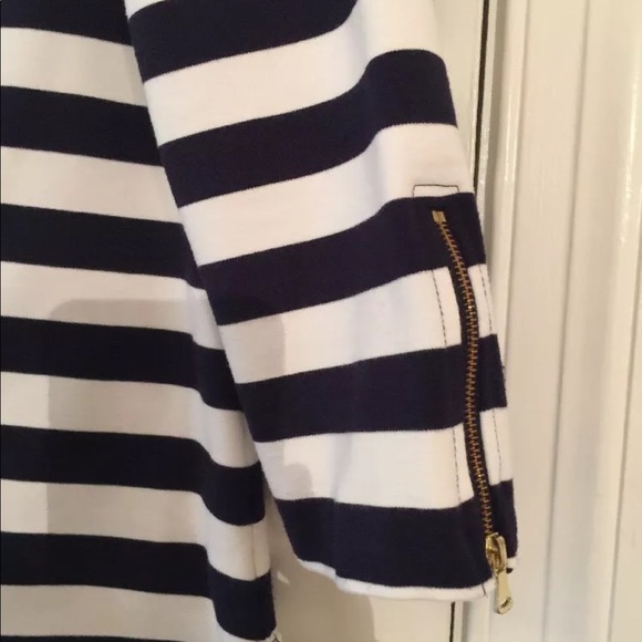 Talbots Striped Knit Top Navy & White Zipper Sz M - Picture 6 of 7